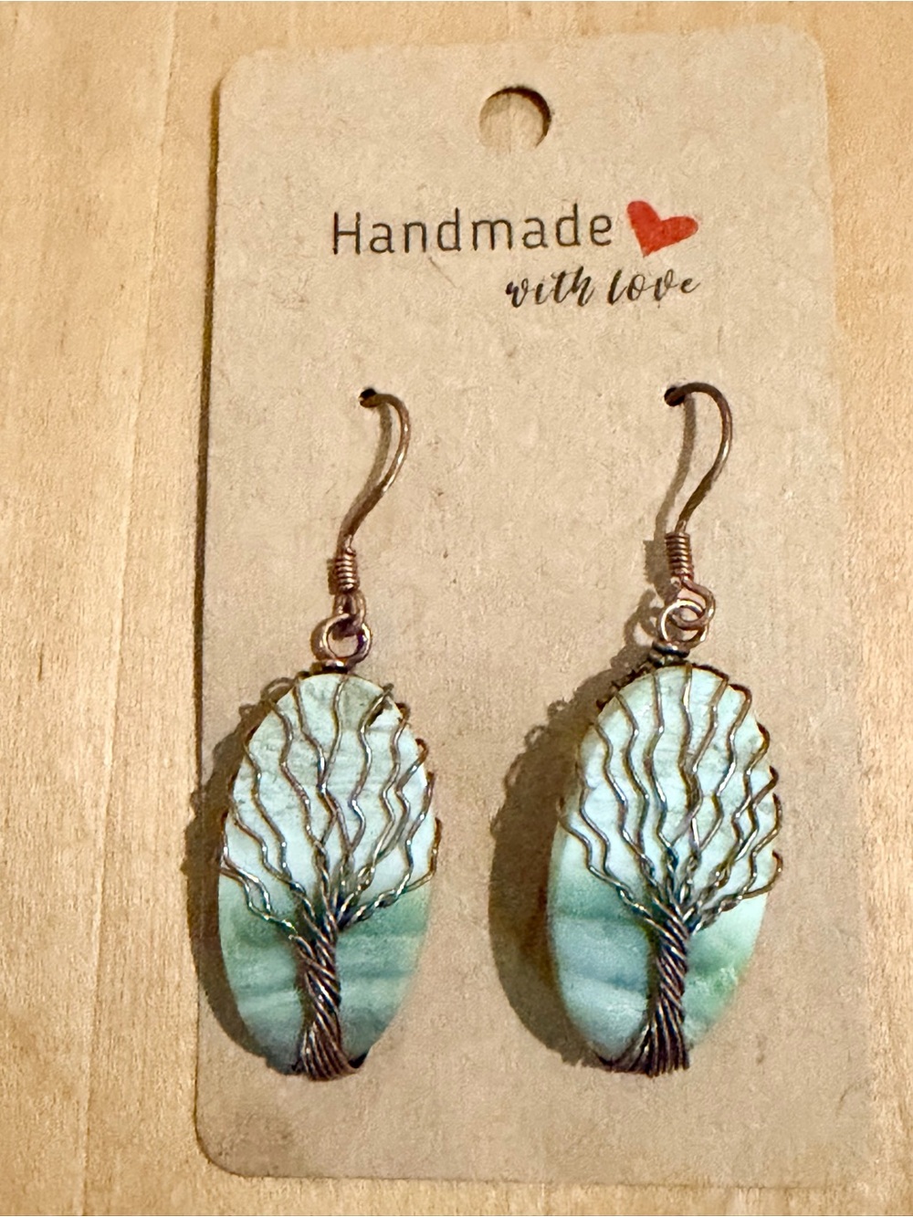 Tree of Life Larsonite Wire Wrap Copper Earrings - Can Customize Ear Component